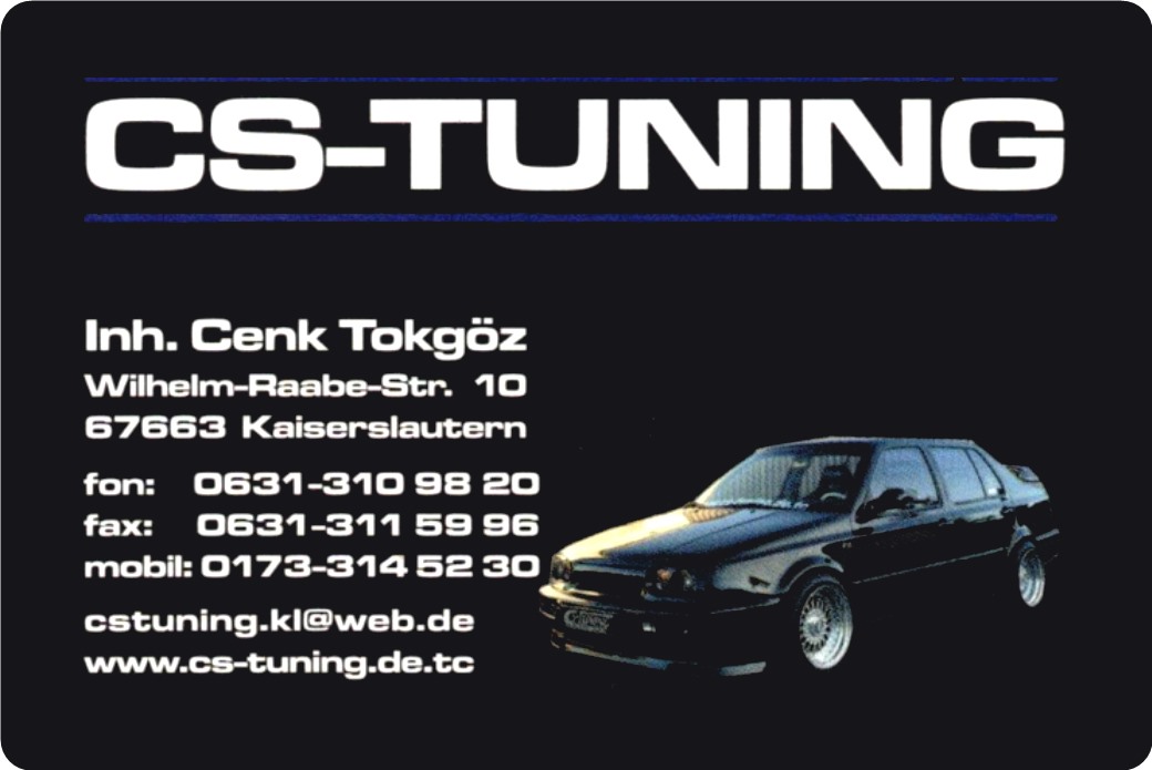 Visitenkarte von CS-Tuning, Inhaber Cenk Tokgöz, Kaiserslautern